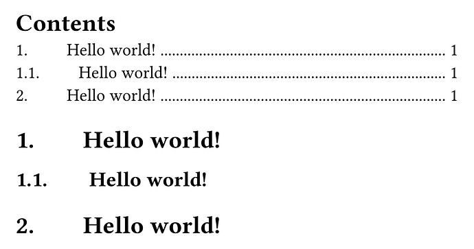 output: spacing in heading and outline