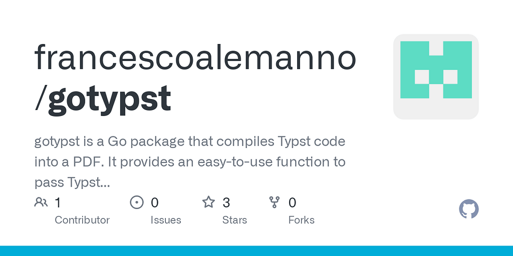 Just made a Go package to interface to Typst CLI - Showcase - Typst Forum