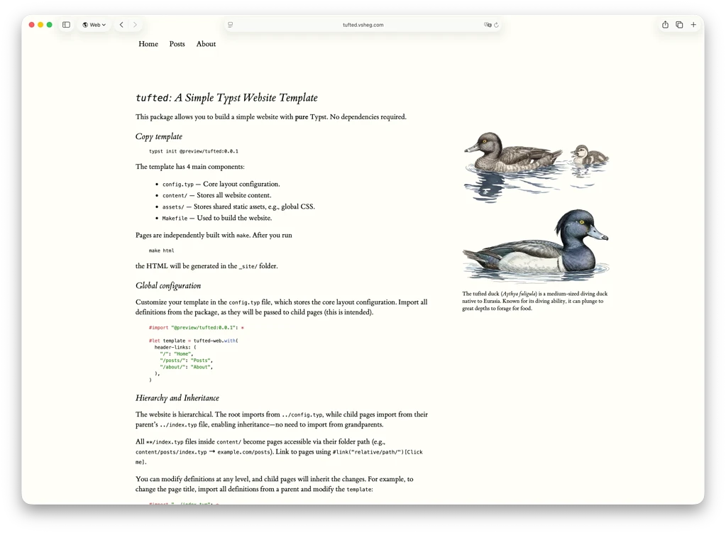 Tufted: Website on a pure Typst - Showcase - Typst Forum