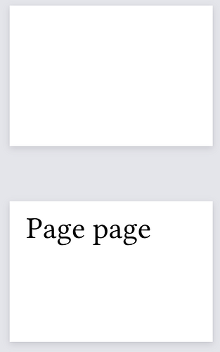 Resulting layout from given text. Two pages, with the first one being completely empty