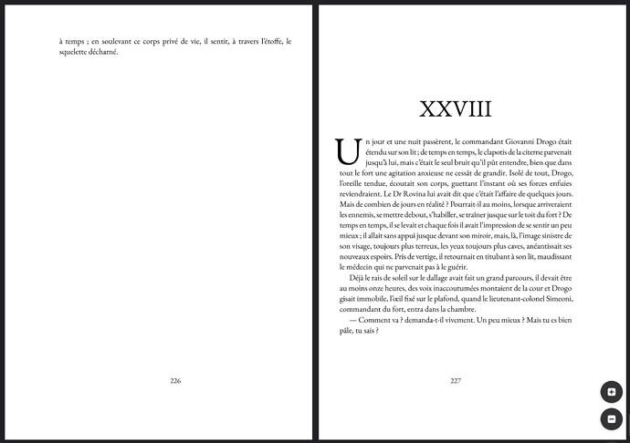 Excerpt of my layout, where the left page features only two lines