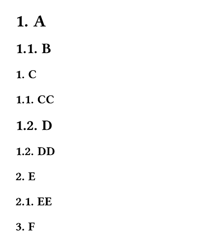 new output: level 3+ headings don't display first two numbers