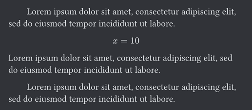 equation without parindent