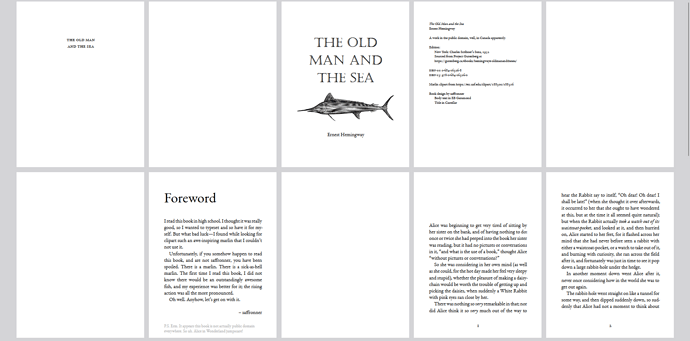 screenshot of the typeset, many pages
